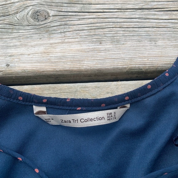 💜 Zara TRF Navy Polka Dot Sleeveless Mini Dress - Size Small - Picture 3 of 5